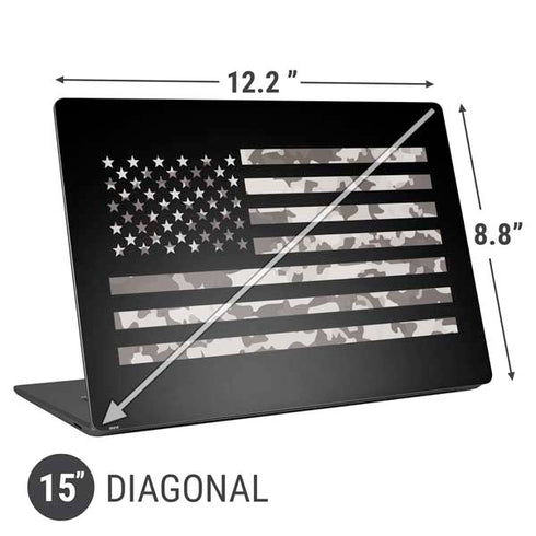 Black and White Camo American Flag Universal Laptop 15in (12.2 x 8.8in) Skin